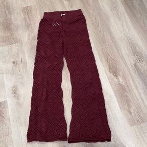 NWOT Free People Beach Maroon Crochet Flare Pants